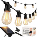 Brightech Ambience Pro Solar Powered Outdoor String Lights, 48 ft Commercial Grade Waterproof Patio Lights, 15 Edison Bulbs, Shatterproof LED String Lights for Outside, Porch - 1W Soft White