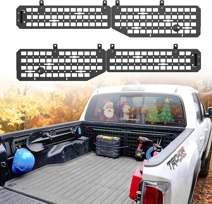 Trumgeta Side Bed MOLLE Panel Fit for 2016-2023 Toyota Tacoma 5FT Bed, Heavy-Duty Aluminum Truck Storage Organizer System for Camping, No-Drill Installation Truck Bed Organizer Accessories