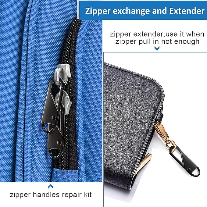 OXT 8 PCS Black Upgraded Zipper Pull, Premium Zipper Pull Replacement, Zipper Tab Tags Cord Extension Fixer for Luggage, Backpacks, Jackets, Purses, Handbags