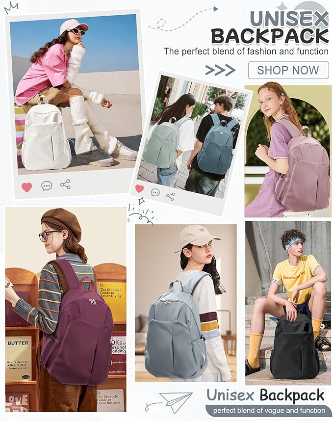 Small Backpack for School Girls Kids Women, Waterproof Bookbag Cute High School Backpack for Men Teen Boys, Lightweight College Back Pack Mochilas Escolares para Casual Daypack Rucksack Grey Blue
