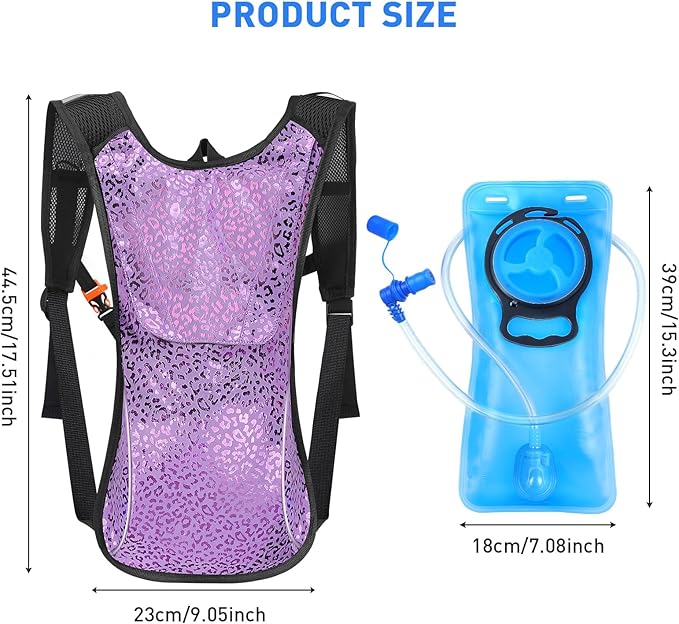Rave Hydration Pack, Hydration Backpack with 2L Hydration Bladder, Festival Essential Water Backpack for Hiking, Running, Cycling, and Music Festivals