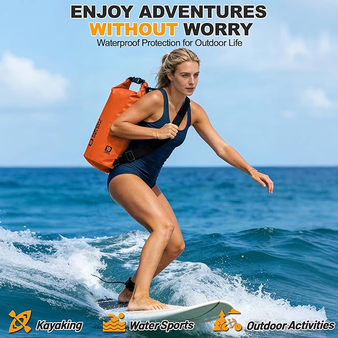 Waterproof Dry Bag, 5L/10L/20L/30L/40L Roll Top Lightweight Storage Backpack with Phone Case for Women & Men, Floating Waterproof Sack for Travel, Swimming, Kayaking, Paddle Board, Camping & Beach