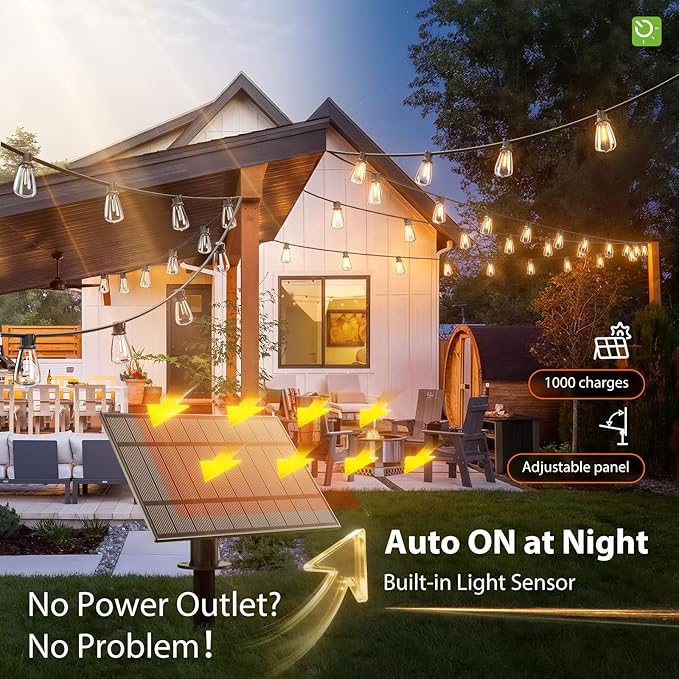 KYY 78FT(72+6) Solar String Lights Outdoor with USB Port Remote Control, LED Waterproof Solar Powered Patio with 24 Sockets, Heavy-Duty and UL Listed Porch Market Lights