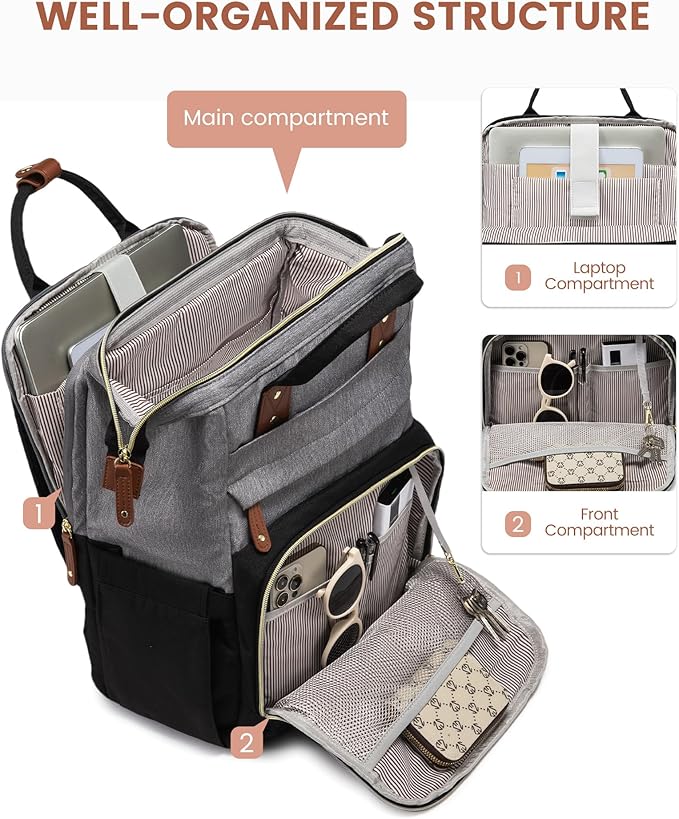 LOVEVOOK Laptop Backpack for Women, 17.3'' Waterproof Nurse Bag Teacher Work Backpack Purse for Women, Travel Computer Backpack for College Office Business Ladies