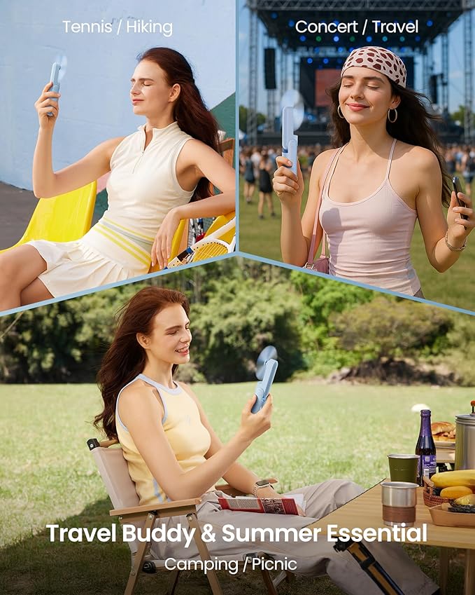 Gaiatop Portable Handheld Fan, 3 in 1 Mini Fan Handheld [17h Max Cooling], Foldable Personal Fans Pocket Design, USB Travel Fans Portable, Lash Trip Summer Essential Cute Gifts for Women Girl, Blue