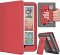 TNP Stand Case with Strap for Kindle Paperwhite 12th Gen 2024 / Kindle Colorsoft Signature Edition - 7" PU Leather Protective Folio Cover with Auto Wake/Sleep & Card Slot, Red