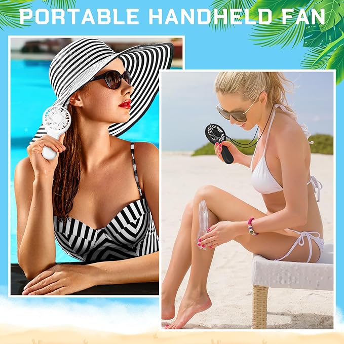 Woanger 12 Pcs Mini Handheld Fan Bulk 3 Speed USB Electric Battery Operated Small Portable Pocket Fan with Data Cable and Mounting Base Quiet Summer Gift for Wedding Camping Travel(Elegant Colors)
