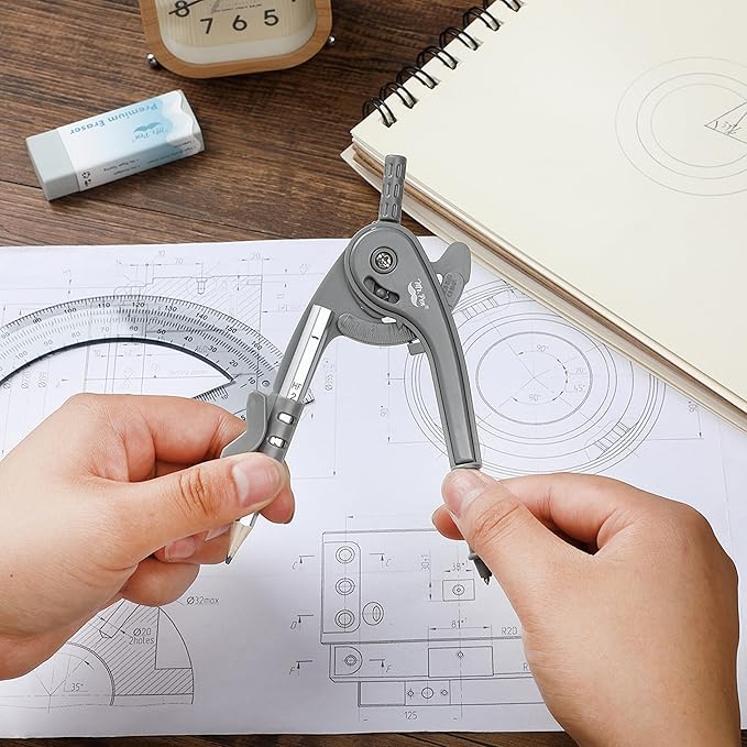 Mr. Pen- Geometry Compass and Protractor Set, 6 Inch Compass, 6 Inch Protractor, Drawing Tool for School, Clear Plastic, Easy Grip, Precision Design for Math, Art, Drafting, Architecture