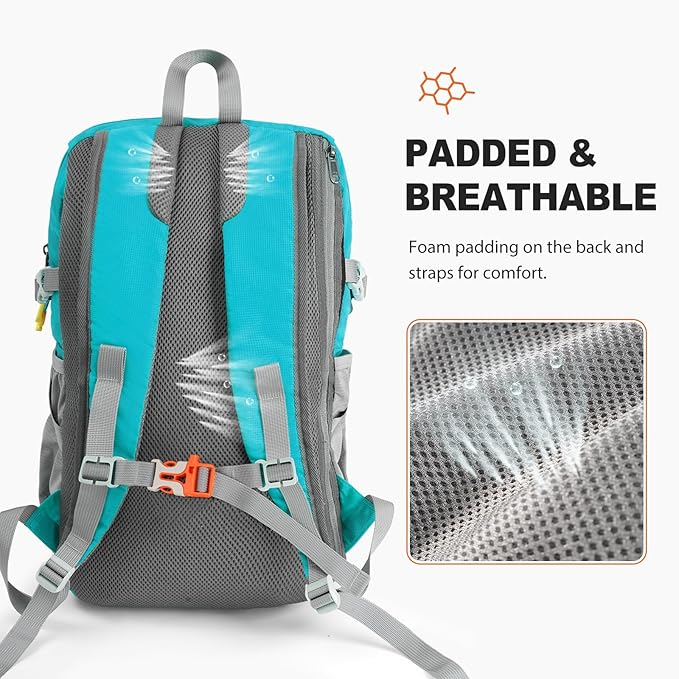 20L Hiking Backpack Lightweight Packable Hiking Daypack, Foldable Small Travel Outdoor Camping Shoulder Bag with Wet Dry Separation (Blue)