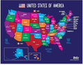 ZOCO – United States Map with Capitals Poster (2-Pack) – Laminated 17x22 – Educational USA Wall Chart for Kids – North America Geography, Social Studies Classroom Decor