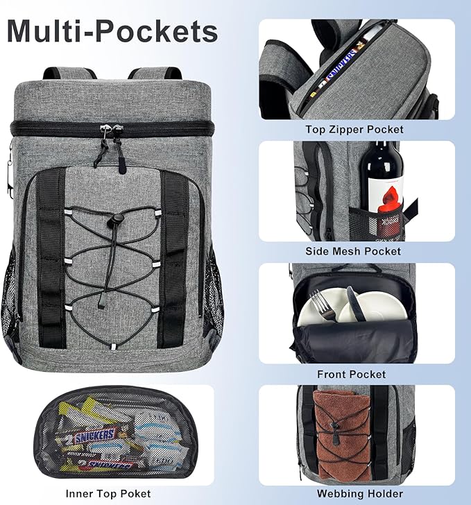 33 Cans Insulated Backpack Cooler - Leakproof Waterproof Lightweight Soft Coolers Bag for Camping Picnic Hiking Beach and Lunchbox Backpacks Bags-Leak Proof Ice Chest Back Pack