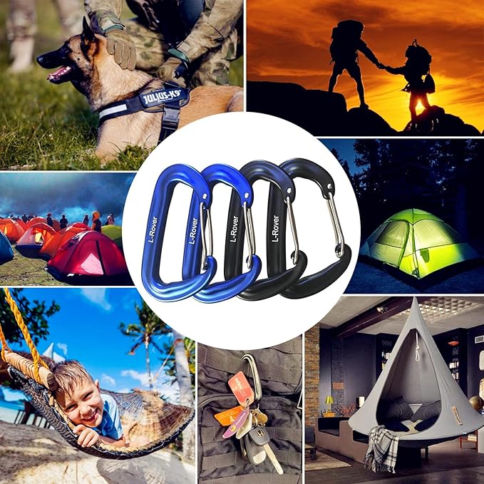L-Rover Carabiner,12KN Lightweight Heavy Duty Carabiner Clips,Aluminium Wiregate Caribeaners for Hammocks,Camping, Key Chains, Outdoor and Gym etc,Hiking & Utility