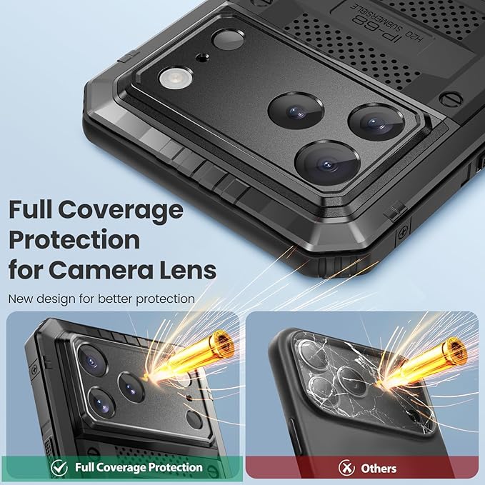 Mitywah for iPhone 17 Pro Max Waterproof Case, Military Metal Case with Built-in Screen Protector, Heavy Duty Full Body Shockproof Rugged Cover 6.9 inch, Black