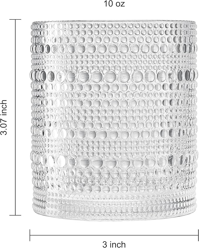 Plastic Hobnail Drinking Glasses Set of 6 Tritan Lowball Cups 14oz, Shatterproof & Unbreakable Acrylic Beaded Design, BPA-Free, Dishwasher Safe Indoor/Outdoor Drinkware for Water, Juice, Cocktails