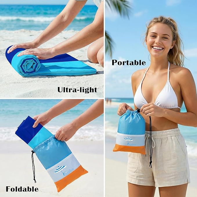 Famstar Beach Blanket Oversized Extra Large 78" X 81",Waterproof Sandproof Beach Blanket 1-7 Adults Lightweight Durable for Travel Camping Hiking Picnic