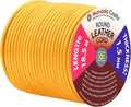 Mandala Crafts Round Genuine Gold Leather Cord for Jewelry Making – 1.5mm Cowhide Leather Rope String Lace for Kumihimo – 20 Yards Cowhide Craft Cording Spool