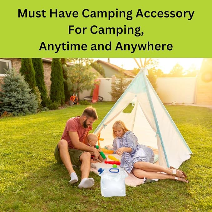Camping Water Container - 2 Gallon Collapsible Water Jug, Perfect for Home, Travel, Survival - Portable