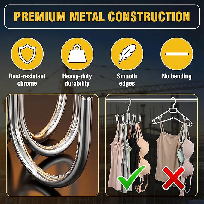 Rotatable Belt Hanger & Closet Organizer, 2 Pack - 48 Storage Capacity, 360° Swivel Hooks, Heavy-Duty Metal Holder for Bras, Tops, Ties, Scarves