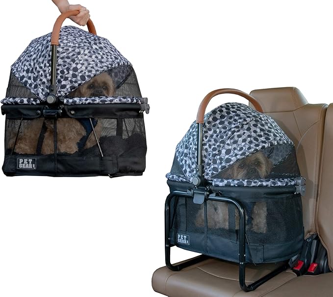 Pet Gear No-Zip View 360 Pet Carrier & Car Seat with Booster Seat Frame for Small Dogs & Cats, Mesh Ventilation, Push Button Entry, No Tools Required, Star Light