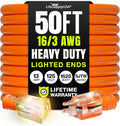 50ft Outdoor/Indoor Extension Cord 16/3 Gauge Heavy Duty 3 Prong SJTW, Waterproof, Flexible Cold-Resistant Long Power Cord,13A 125V 1625W, Orange by LifeSupplyUSA