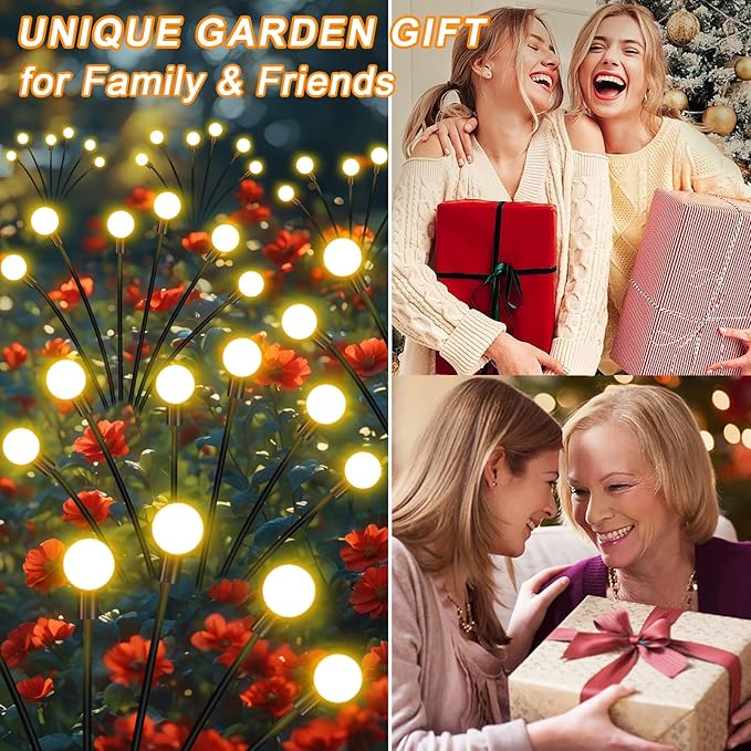 ZFNN Solar Firefly Lights 16 LED Swaying Outdoor Waterproof Decorative Lights for Yard Patio Pathway Lawn Decorations (2 Pack, 8 Heads)