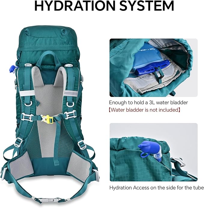 N NEVO RHINO 40L Internal Frame Hiking Backpack for Men Women with Rain Cover, Lightweight Outdoor Backpacking Backpack for Camping, Hiking, Traveling