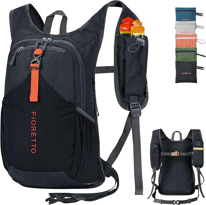 FIORETTO 20L Hiking Backpack for Women Men Mini Packable Backpack Lightweight Small Daypack for Camping Travel Outdoor, Black