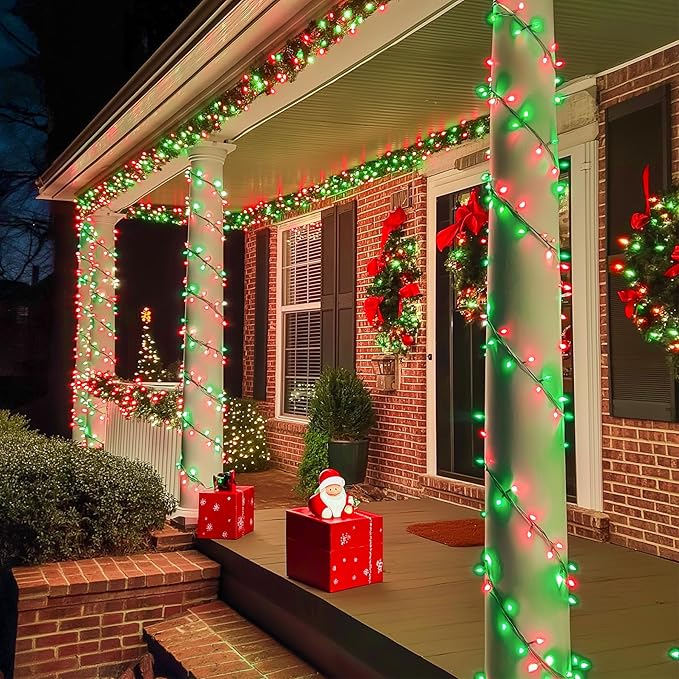 JMEXSUSS 200 LED Red and Green String Lights Outdoor, 66ft Christmas String Lights Indoor Clear Wire Plug in for Bedroom Party Christmas Tree Halloween Christmas Decorations