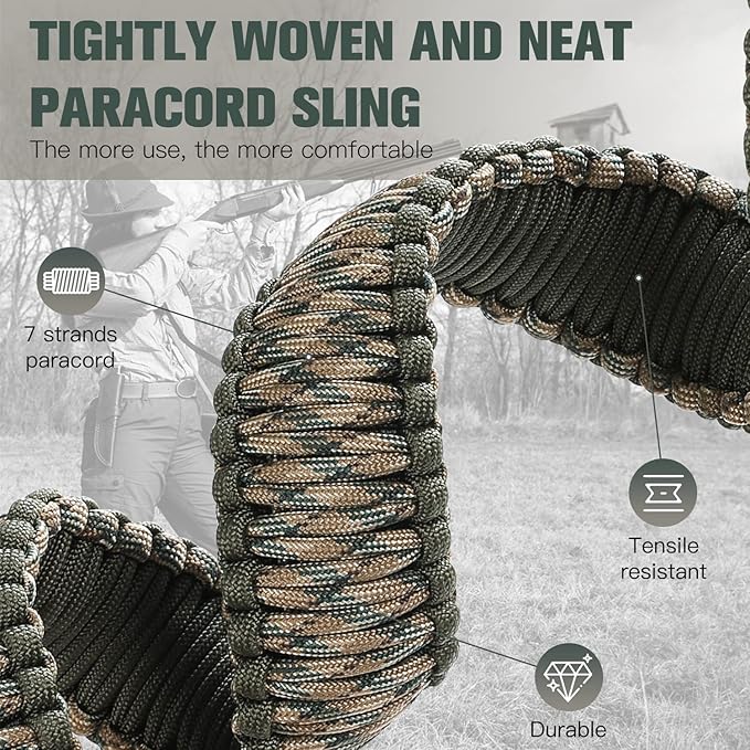 VVAAGG Two-Point Paracord Rifle Sling with Swivels, Non-Slip Gun Sling with Adjustable Length Strap