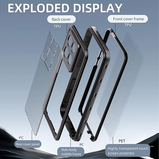Lunivop Compatible with Motorola Moto G Stylus 5G 2025 Case 6.7'' Waterproof Dustproof IP68 Underwater Diving Clear Built-in Screen Protection Lanyard 【Military Grade Full Body】 for Moto G Stylus 5G