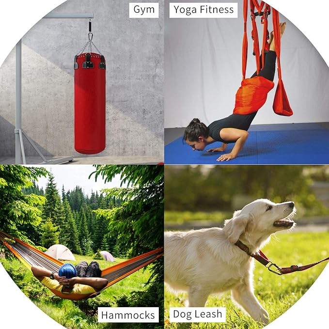Carabiner Clip, 3" Iron Heavy Duty Carabiners 855lbs-11KN/2475lbs for Hammocks, Camping Accessories,Hiking,Keychains,Outdoors and Gym etc,D Shaped Spring Hook Small Carabiners for Dog Leash,Harness.