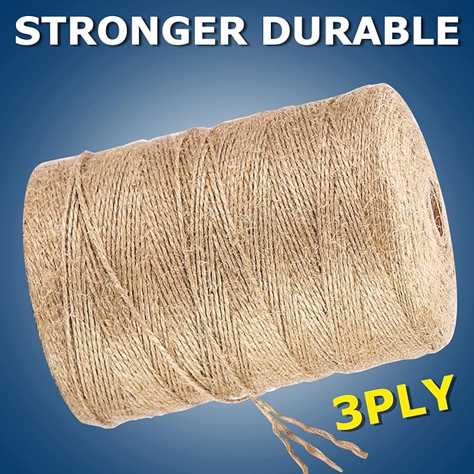 Vanhench 805FT Natural Jute Twine String, Bulk Hemp Jute Rope Cord Twine for Crafts Gardening, Gift Wrapping, Wedding Décor, Packing Material Burlap Ribbon, Christmas Knitting Macrame Decoration