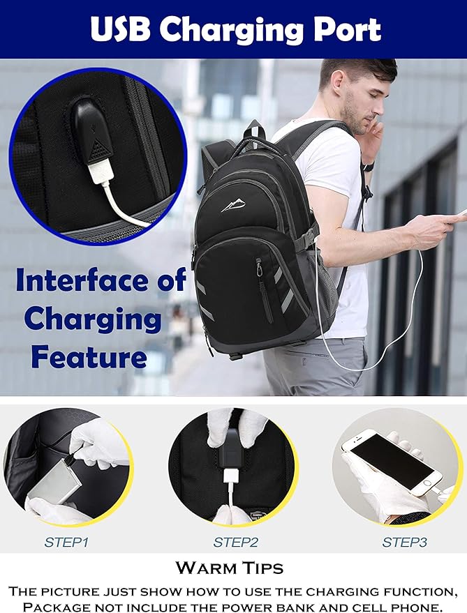 ProEtrade Extra Large Backpack Bookbag for College Laptop Travel, Fit Laptop Up to 17 inch with USB Charging Port Multi Compartment Anti theft, Gift for Women Men (Light Black)