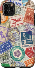 World Map Travel Passport Stamps Postage Stamp Case for iPhone 11 Pro Max