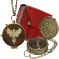 Handmade Brass Antique Compass with Leather Case – Vintage Finish Functional Pocket Navigation Tool for Travel, Hiking & Gift