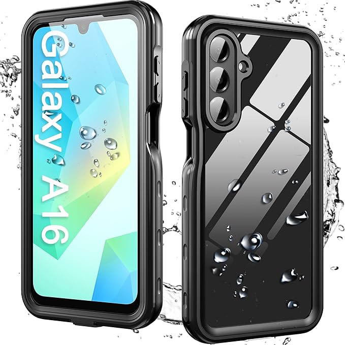 Hllhunkhe for Samsung Galaxy A16 5G Case Waterproof, [IP68 Waterproof Dustproof] [Built-in Screen Protector] Rugged Full Body Underwater Shockproof Protective Cover for Galaxy A16 5G Phone Case Black