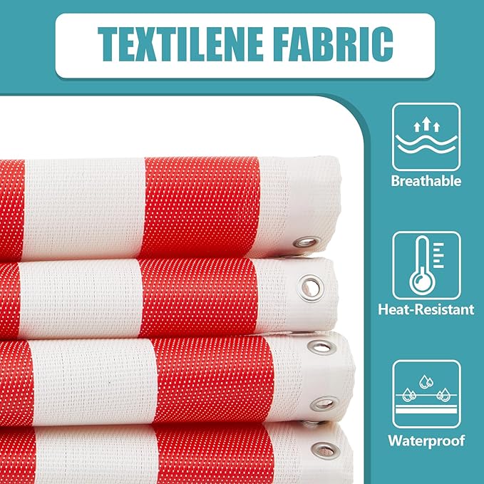 Queekay Chair Replacement Fabric with 4 Bungee Cord Lounge Chair Cloth Mesh Repair Kit for Patio Recliner Outdoor Lawn Pool (63 x 17 Inch,National Flag)