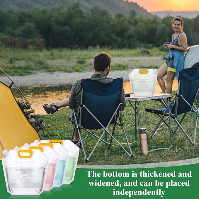 Tessco for you 1 Pcs 1.3 Gallon Collapsible Water Storage Bag Water Container Emergency Jug Plastic Storage Pouch Freezable Carrier Tank Foldable Bottle for Outdoor Sport Camping (Clear)
