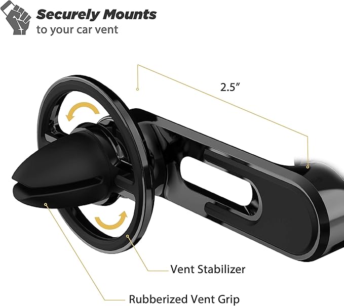 Scosche VP2M-SP Universal Freeflow Vent/Dashboard Phone Holder for Car, 2-in-1 Portable, Adjustable Non-Magnetic Mobile Device Stand with 360° Rotation, Vent Clips and Quick Grip Universal Mount Head