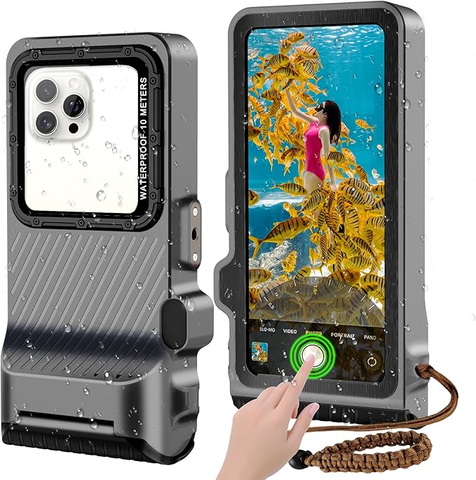 2026 Diving Snorkeling Phone Case for iPhone 17/16/15/14/13/12/11 Pro Max/XS/X Samsung Galaxy S26/S25/S24 Professional Scuba Dive Waterproof Underwater Photo Video Cover (4TH Gen, Gray)