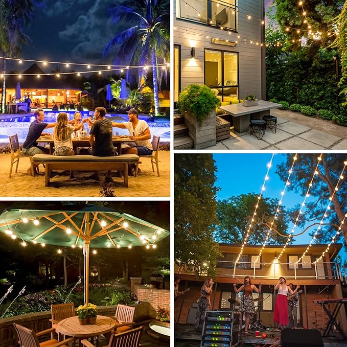 Bosceos 50FT Outdoor G40 LED Globe String Lights Dimmable Waterproof Shatterproof Light Strings with 25 Bulbs Connectable Commercial Hanging Lights for Christmas Patio House Backyard Balcony Party