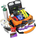 Lightning X Fully Stocked X-Tuff Modular Oxygen Trauma Bag w/Removable Organizer Pouches for EMS/EMT + First Responder - Orange