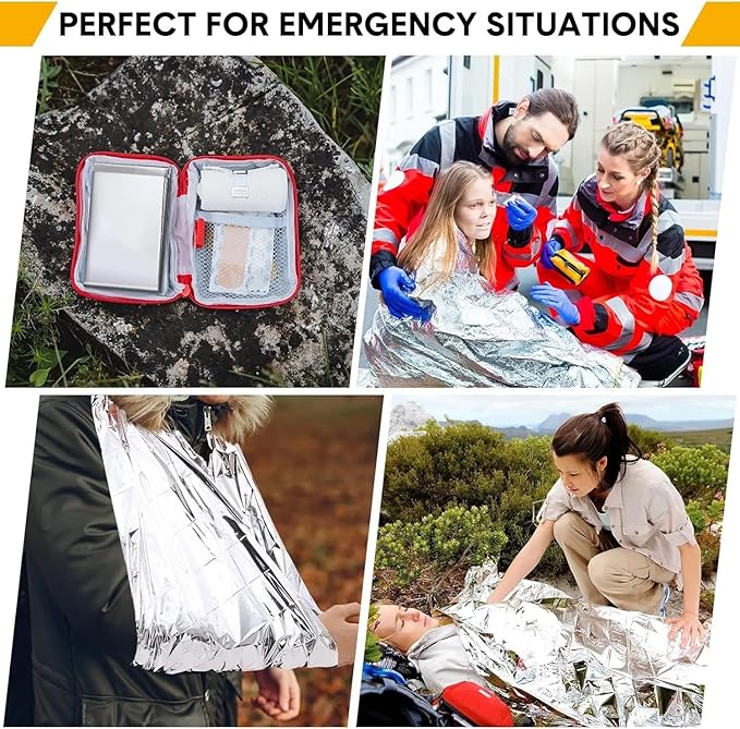 Emergency Survival Blanket, Mylar Thermal Blanket, Gigantic Space Blanket 82" x 63" (10)