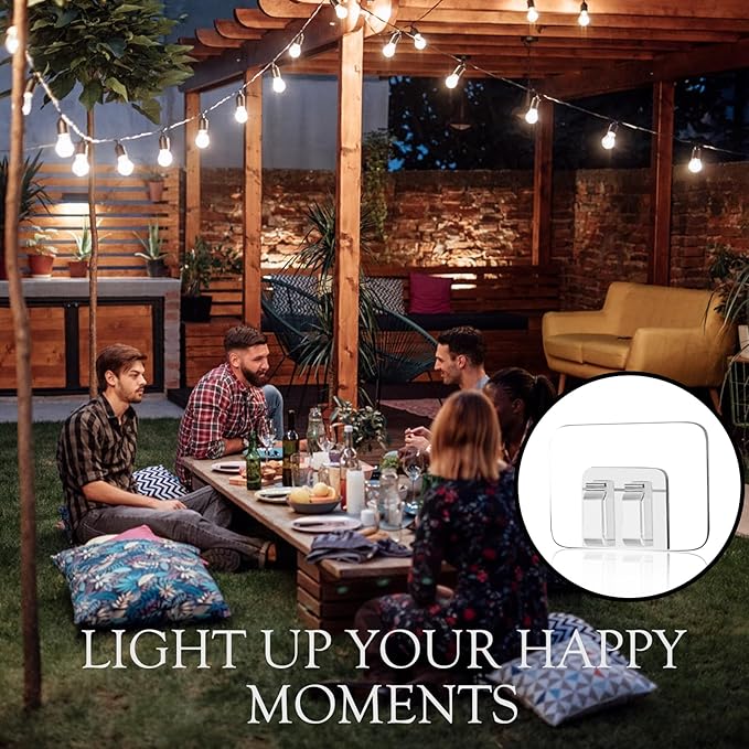 Hooks for Outdoor String Lights Clips: Heavy Duty Cable Clips with Waterproof Adhesive Strips for Hanging Christmas Light - Outside UV-Resistant Clear Sticky Cord Holders Rope Organizer (180)