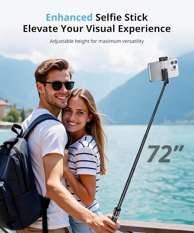 Fuloview 72'' Selfie Stick Tripod,Tripod for iPhone Wireless Remote for Selfies,Group Photograph,Video Recording. Phone Stand Compatible with iPhone Android Phone,Camera