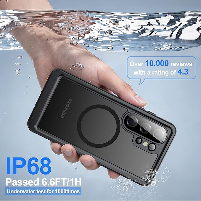 ANTSHARE IP68 Waterproof Case for Samsung Galaxy S26 Ultra [2026] - MagSafe Compatible, Built-in Screen/Lens Protector - Shockproof Full Body Protection for Swimming/Outdoor, Black-Translucent Matte
