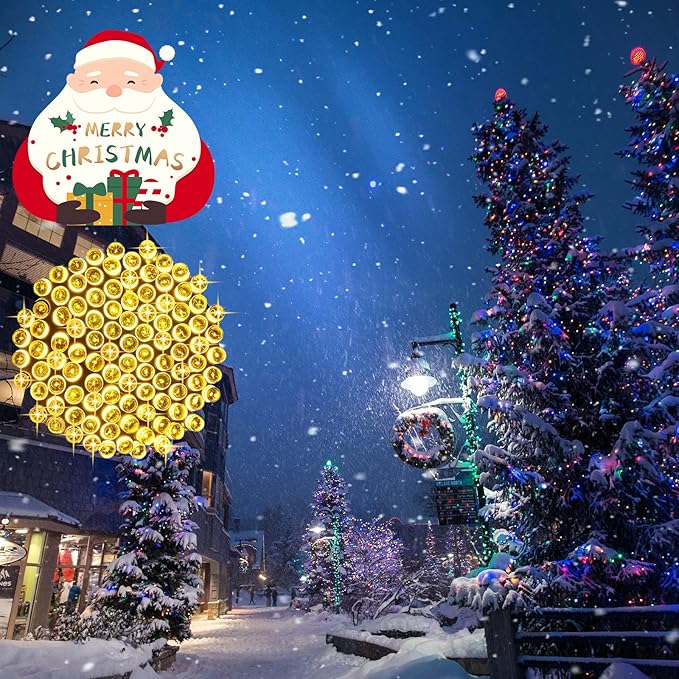 Warm White String Lights Outdoor Christmas Decoration, 66 ft 200 LED Christmas Lights Plug in, Indoor Connectable 8 Modes Clear Wire Twinkle Fairy String Lights for Xmas Tree Bedroom Holiday Party