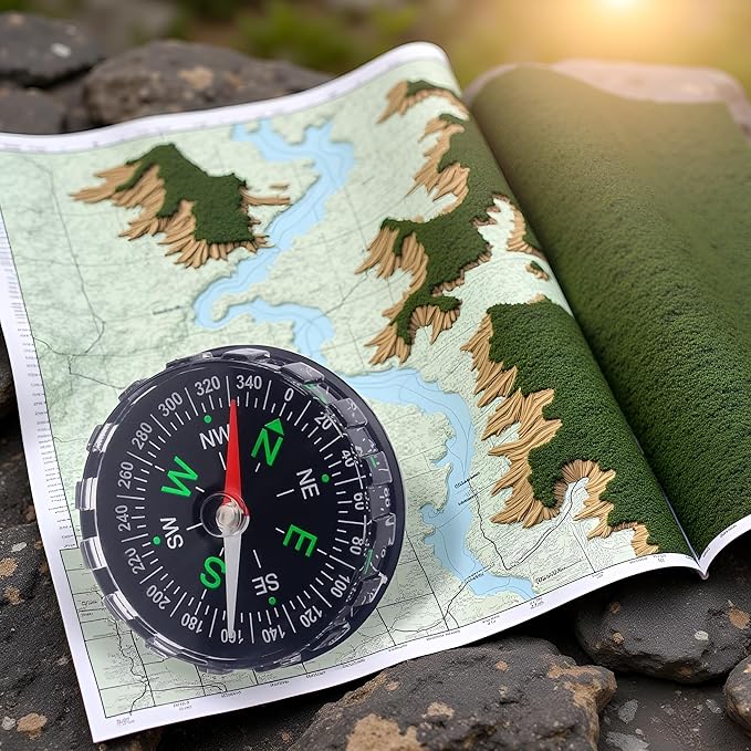 Mini Compass for Outdoor Navigation - Portable Liquid Survival Tool for Travel, Hiking, Camping and Backpacking - Clever Design, 4.5cm Diameter, Ideal for Boating and Navigation, Compasses