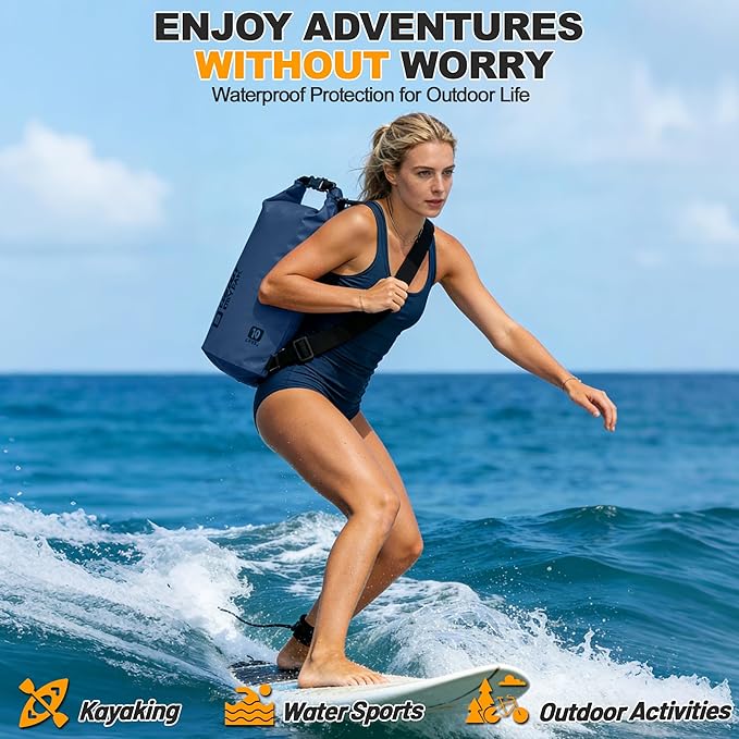 Waterproof Dry Bag, 5L/10L/20L/30L/40L Roll Top Lightweight Storage Backpack with Phone Case for Women & Men, Floating Waterproof Sack for Travel, Swimming, Kayaking, Paddle Board, Camping & Beach