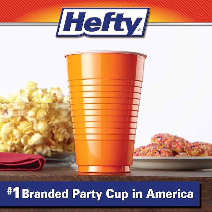 Hefty Plastic Cups, 16 Ounce, Disposable | 100 Count | Pack of 2 | Party | Assorted